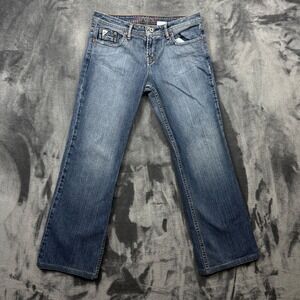 Triple 5 Soul Jeans Womens Size 7 Blue Denim Low Rise Flare Y2K Streetwear